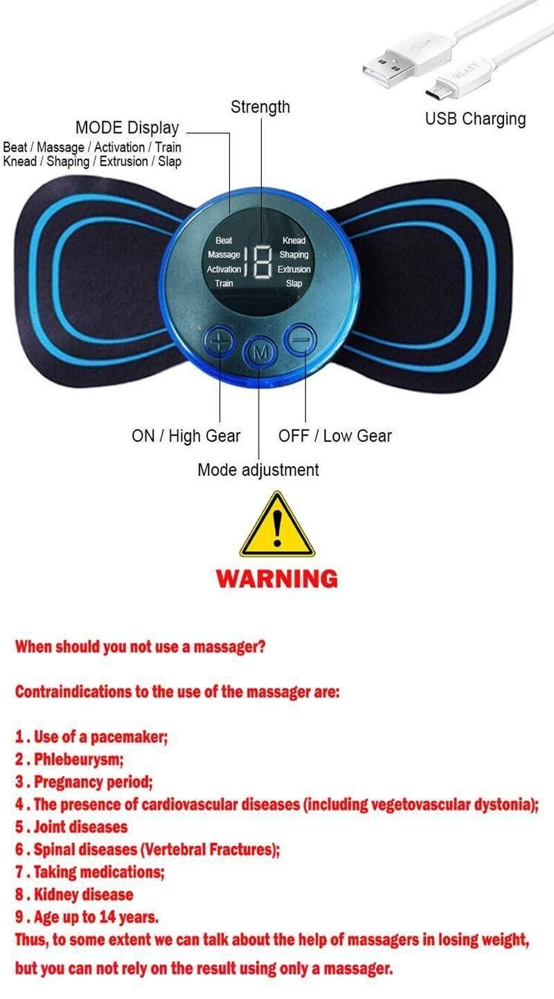 Mini Electric Massager – 8 Modes, 19 Levels, Rechargeable