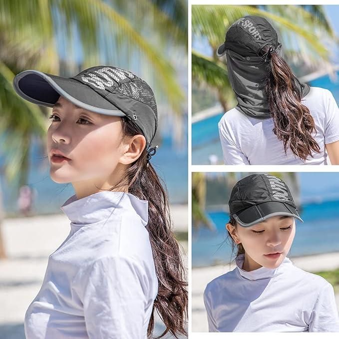 Sun Cap with Detachable Cotton Face Cover For Women&Men