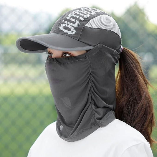 Sun Cap with Detachable Cotton Face Cover For Women&Men