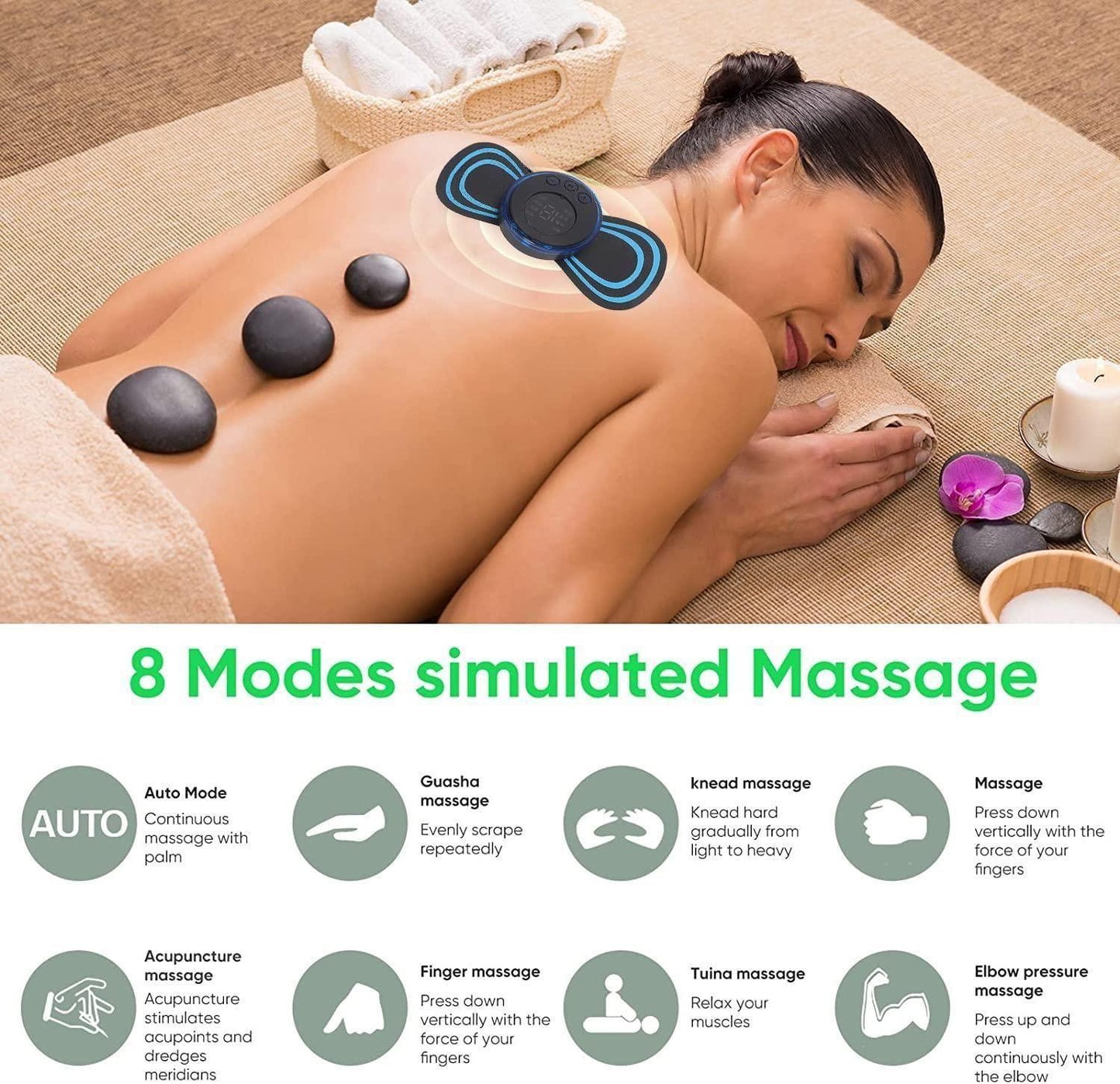 Mini Electric Massager – 8 Modes, 19 Levels, Rechargeable