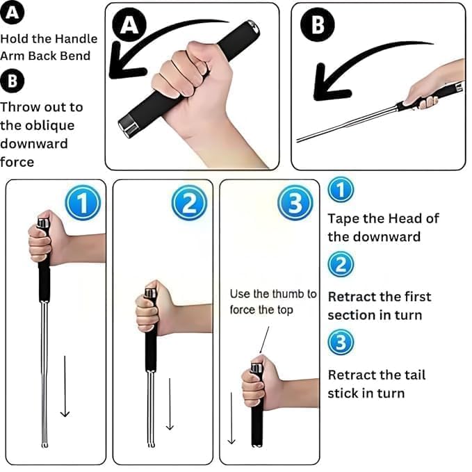 31" Foldable Safety Stick – Personal Security Multitool with Comfortable Grip & Carry Bag